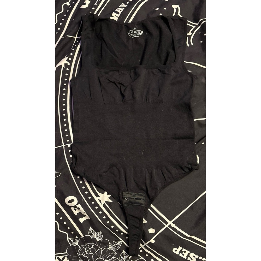 NEW‎ Black Square Neck Tank Tummy Control Thong Shaper Bodysuit, Medium